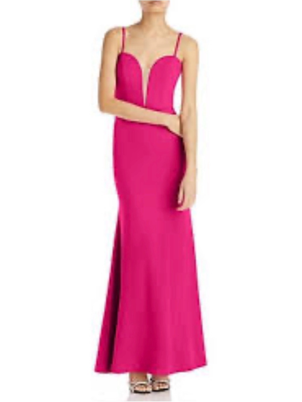 Aqua Vibrant Fuchsia Spaghetti-Strap Maxi Dress